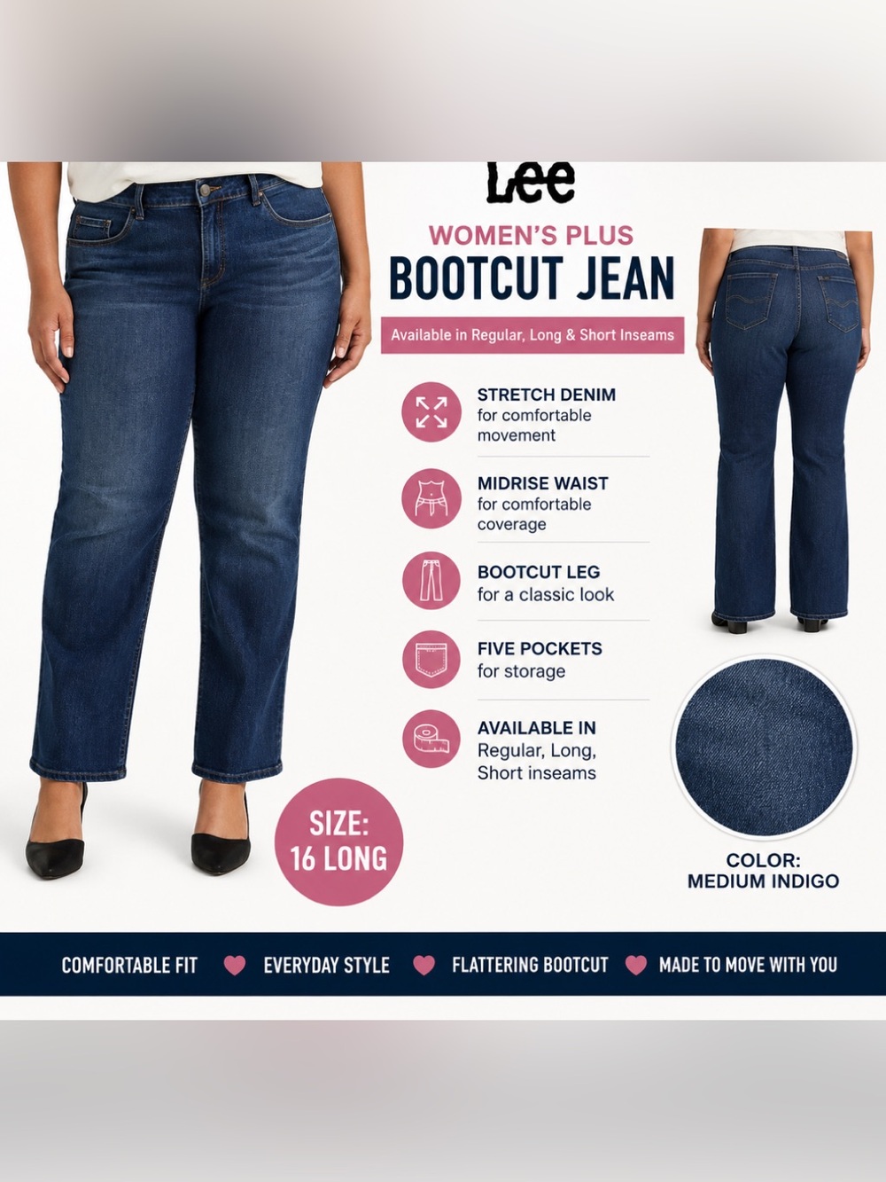 NWT Lee Women's Bootcut Jeans - Size 16 Long